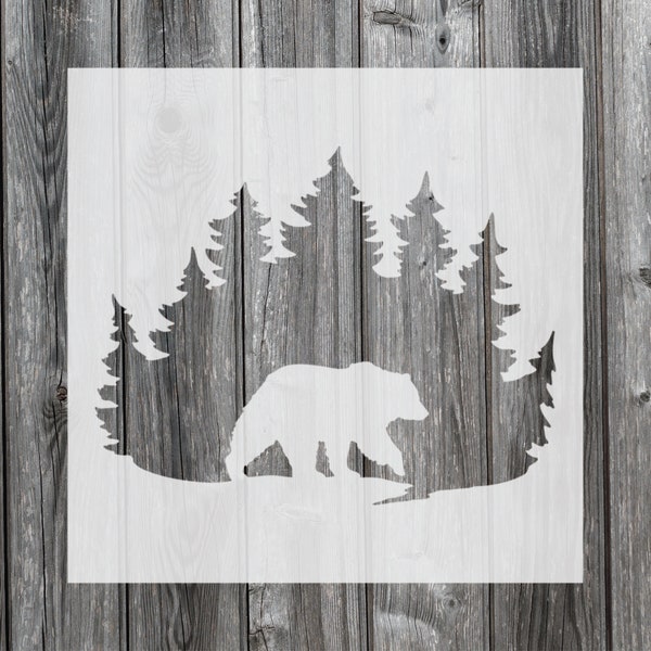 Pochoir Ours en Forêt, Pochoir Réutilisable pour Peinture, 569