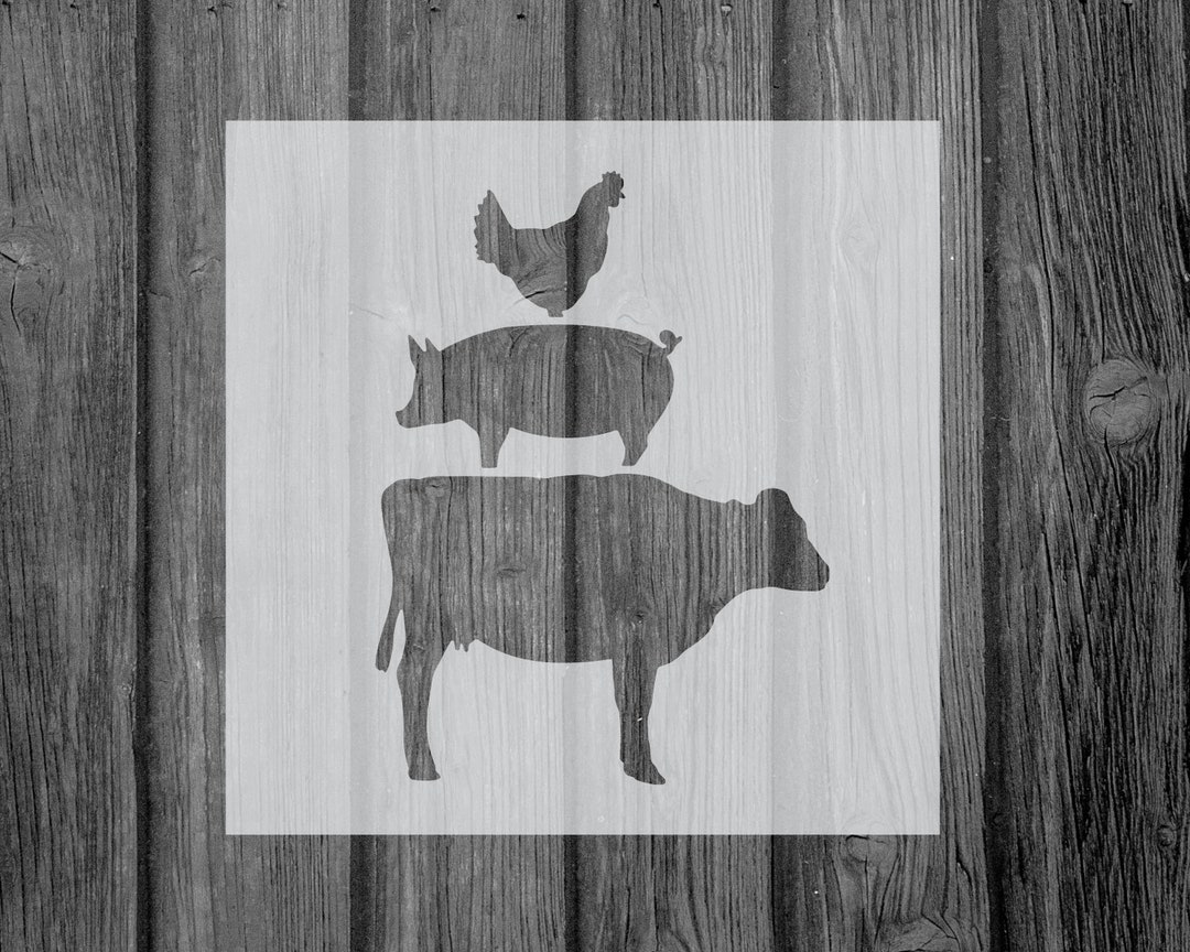 Cow Pig Chicken Stencil, Reusable Stencil for Painting, 830 - Etsy, image size:1080x864