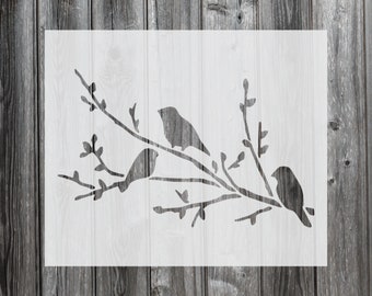 Birds On Tree Branch Stencil, Reusable Stencil For Painting, 382