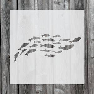 School of Fish Stencil, Reusable Stencil For Painting, 624