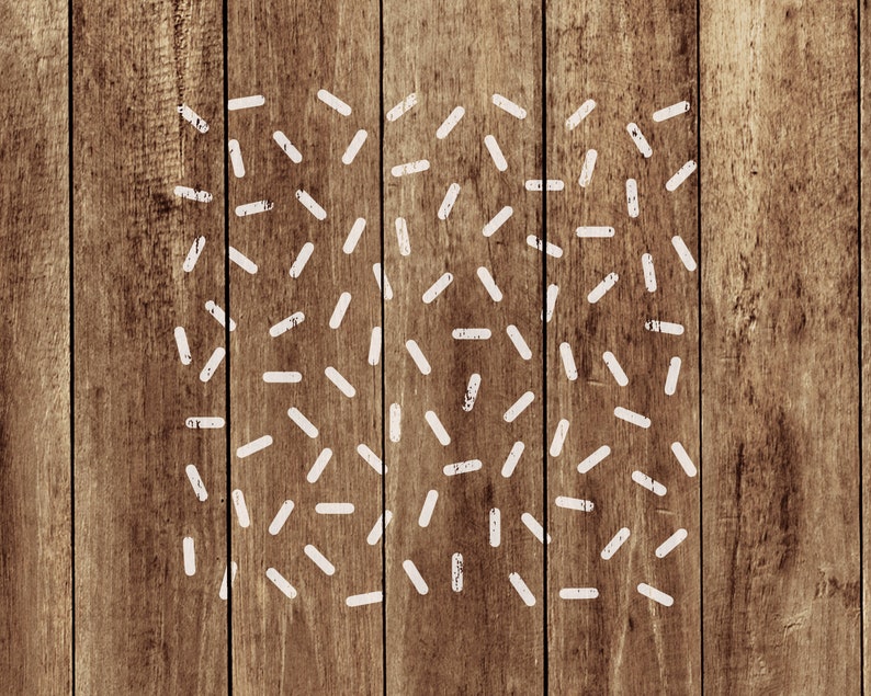 May include: White painted lines on a brown wooden background. The lines are arranged in a random pattern, creating a modern and abstract design.