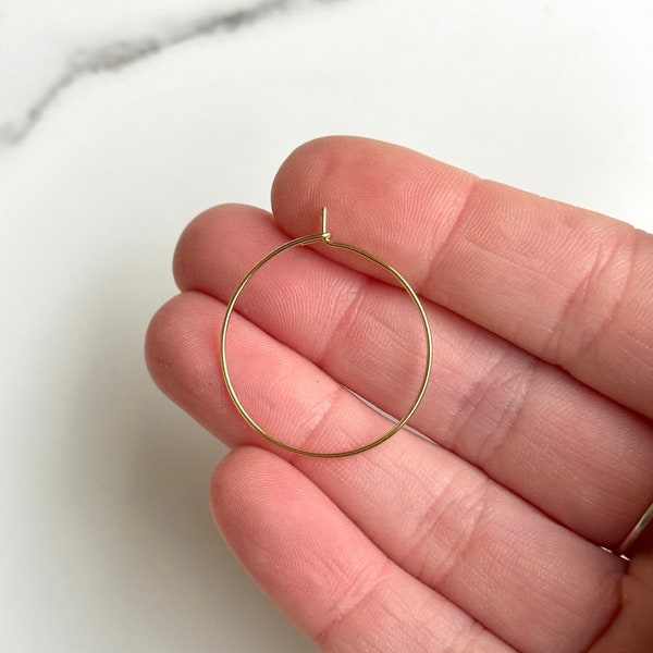 20mm 18K Gold-Plated 316 Surgical Stainless Steel HYPOALLERGENIC Ear Wire, Earring Hoops, Jewelry Findings, Gold-Plated Wine Charm Rings