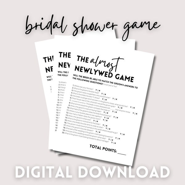 The Newlywed Game - Bridal Shower Game: Fun and Easy - Digital Download Bride-To-Be Tries to Match Fiance's Answers, What Did the Groom Say?