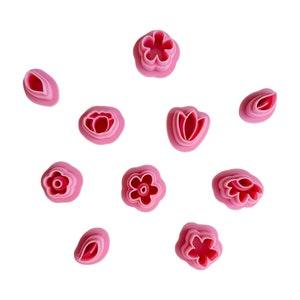 Mini Flower Floral Polymer Clay Cutters Micro Stud Pack Set of 10 – The Clayful Co – Plastic Cutter for Jewelry and Earring Shapes Leaves