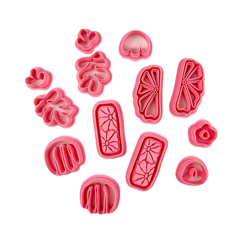 13 abstract funky floral polymer clay cutters