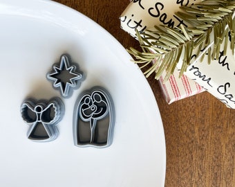 O Holy Night Cutter Pack - Clay Cutter For Polymer Clay, Christmas Clay Cutter, Christmas Clay Earring Cutters, Nativity, Holy Family