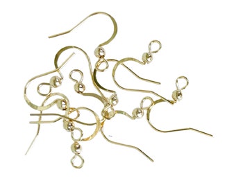 18K Gold Plated French Earring Hooks - 304 Surgical Stainless Steel - 16mm x 18mm Hypoallergenic Earring Hooks for Jewelry Making, Bulk