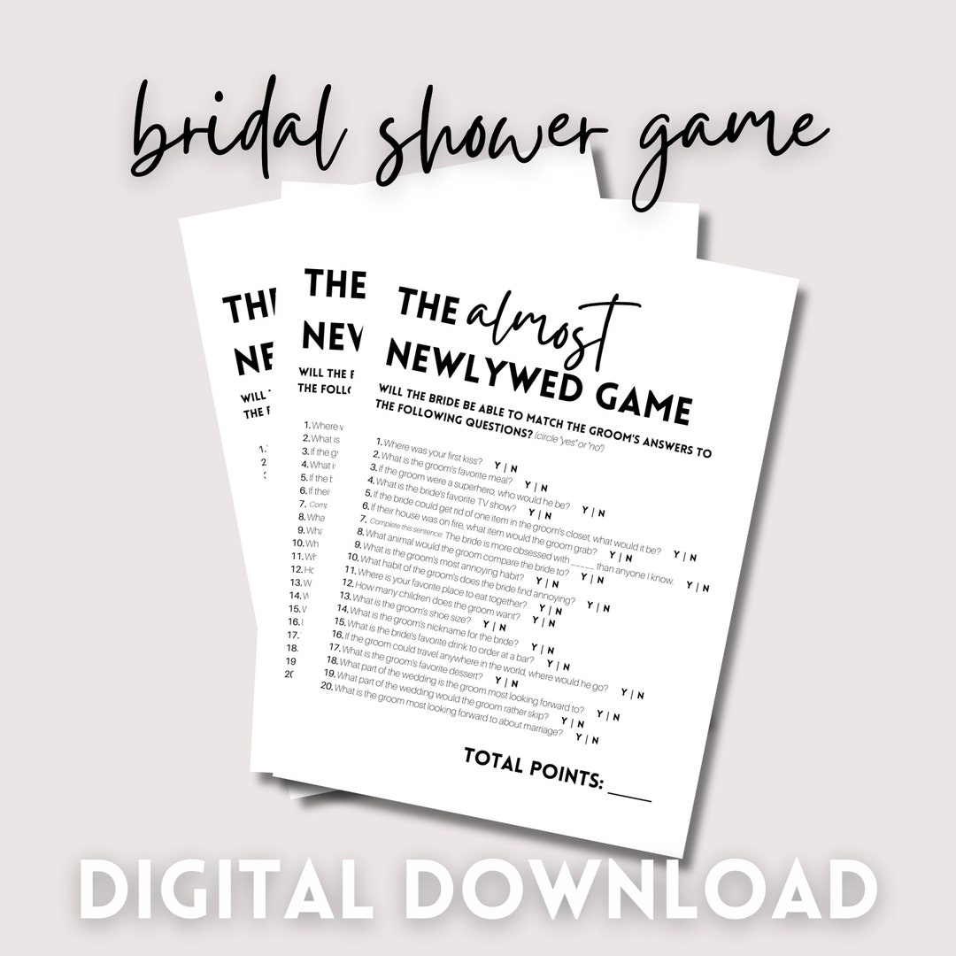 The Newlywed Game Bridal Shower Game Fun and Easy Digital Download