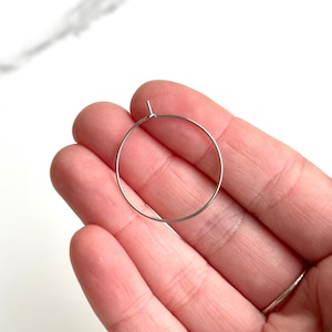 20mm 316 Surgical Stainless Steel Earring Hoops, HYPOALLERGENIC, Silver Ear Wire, Earring Findings, Jewelry Findings, Wine Charm Rings BULK