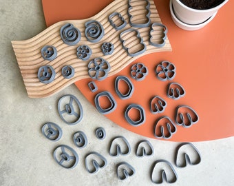 Funky Favorite Cutter SET - Clay Cutter For Polymer Clay, Polymer Clay Cutter, Clay Earring Cutters, The Clayful Co, Organic Shapes, Flower