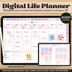Digital Life Planner, Digital iPad Planner, Notability Planner, Goodnotes Planner, Cute Notebook, Undated Digital Planner 2025 2026 Stickers