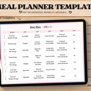 Mahlzeitenplaner Goodnotes Template, Undatierter Digitaler Planer, iPad Pro Planer, Digital Journal pdf, Goodnotes Planer, Notability Template
