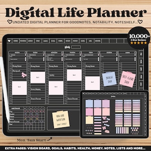 Digital Planner iPad, Goodnotes Planner, Undated Digital Planner, Digital Life Planner, Notability, Hourly Planner, Digital Planner Covers