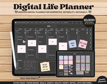 Digital Planner iPad, Goodnotes Planner, Undated Digital Planner, Digital Life Planner, Notability, Hourly Planner, Digital Planner Covers