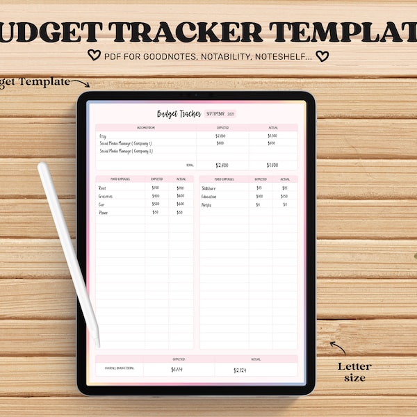 Digital Financial Planner Goodnotes Template, Digital Budget Planner, Undated Digital Templates pdf, iPad Pro Planner, iPad Digital Planner