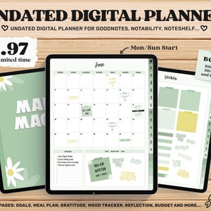 Goodnotes Planner, iPad Planner, Undated Digital Planner, Goodnotes template, Monthly Weekly Planner, Notability Planner, Simple Planner pdf