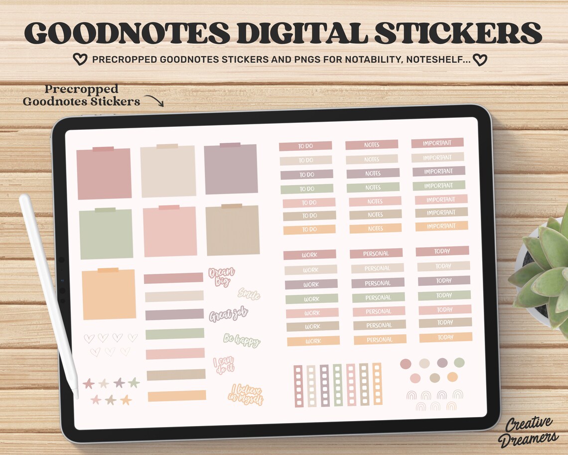 Goodnotes Digital Stickers Boho Digital Stickers Precropped - Etsy