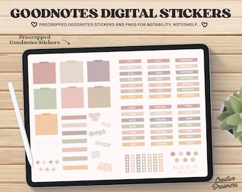 Goodnotes Digital Stickers, Boho Digital Stickers Precropped, Digital Planner Stickers, Digital Functional Stickers, Goodnotes Stickers