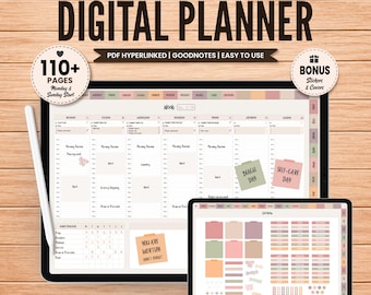 Digitale planner iPad, Goodnotes-planner, ongedateerde digitale planner, digitale levenplanner, notability, uurplanner, digitale plannerhoezen