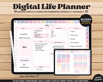 Goodnotes Planner, Digital Planner iPad, Digital Life Planner, Notability Planner, Cute Notebook, Undated Pink 2024 2025, Digital Journal