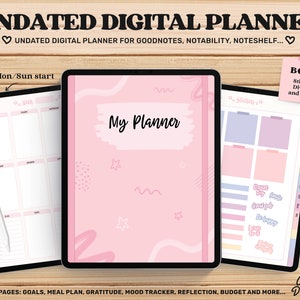 Undated Digital Planner, Digital Planner iPad, Goodnotes Planner, Notability Planner, Cute Planner, iPad Planner, Monthly, Cute Notebook