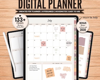Academic Planner Digital, Undated 2026 Digital Planner, 2027 Mid Year Planner, Monthly Planner, Weekly Planner iPad, Goodnotes Stickers