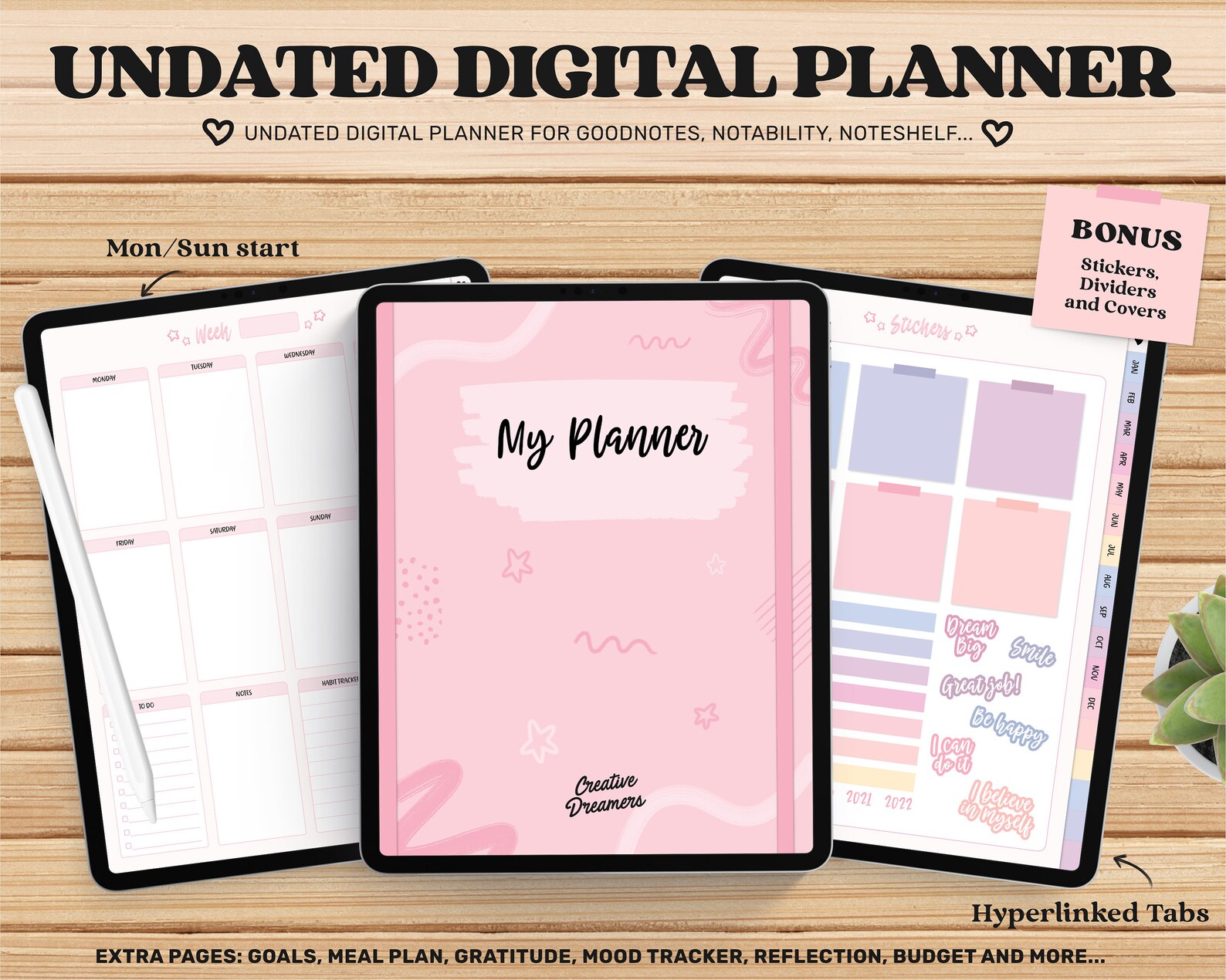 Digital Planner iPad Bundle, Goodnotes Planners, Notability, Undated ...