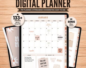 Boho Undated Goodnotes Planner, Weekly Digital Planner, Monthly Planner, Goodnotes Template, Goodnotes Stickers, Planner Template iPad Pdf