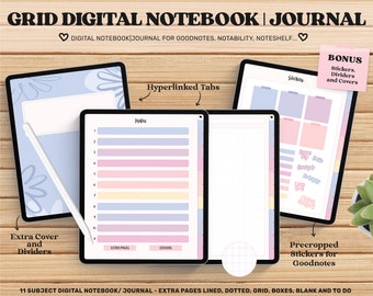 Digital Notebook Goodnotes, Digital Journal, Digital Stickers, Notability, Goodnotes cover, iPad Pro, Cute Pastel Goodnotes Template