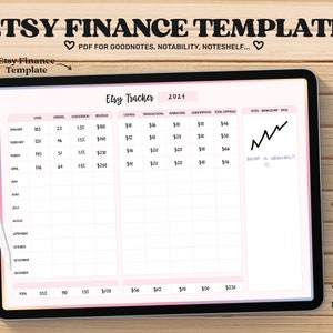 Etsy Finance Tracker, Etsy Planner, Goodnotes Template pdf, Notability Template, Business Digital Planner, Etsy Financial iPad Planner