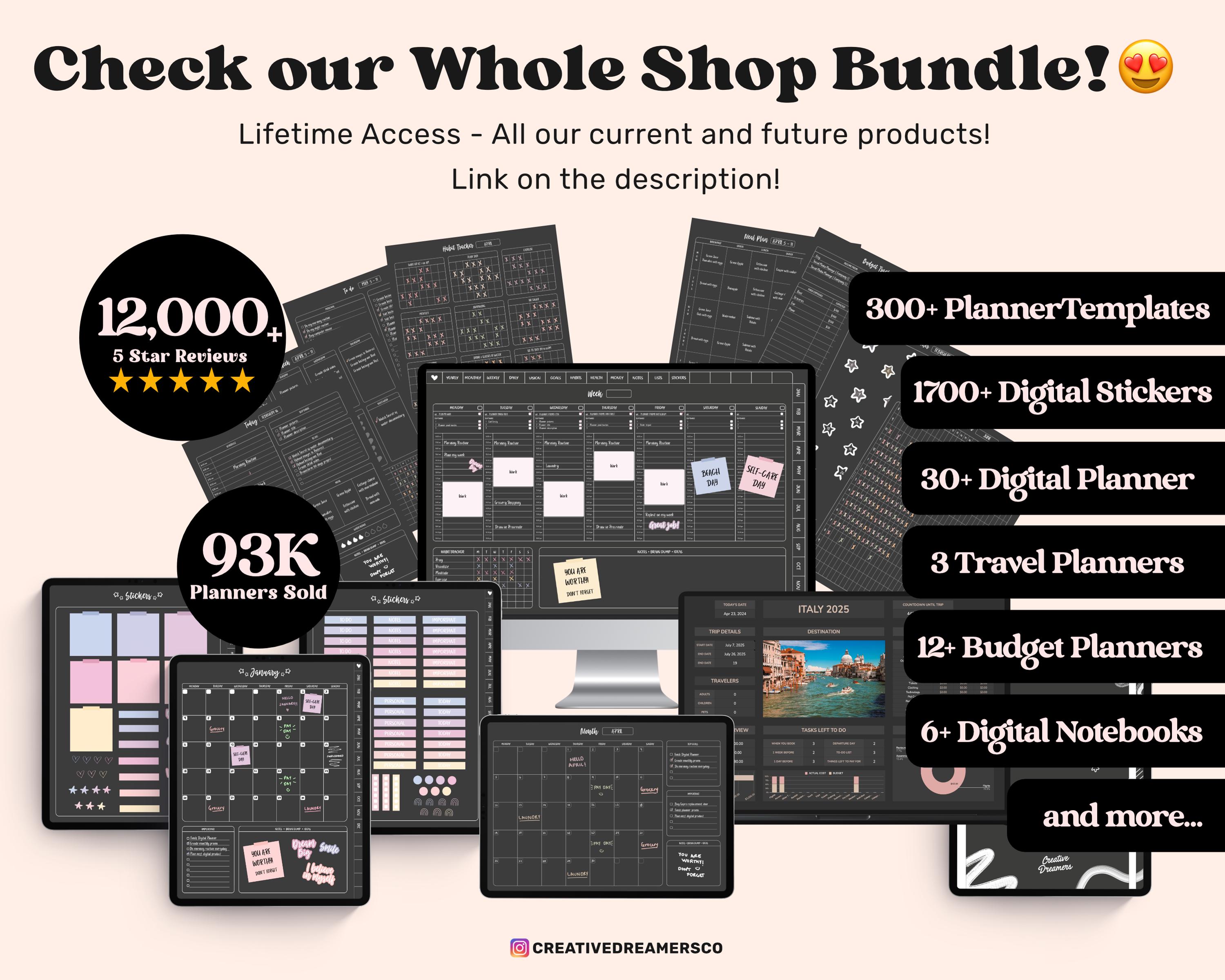 Digital Calendar, Monthly Planner Goodnotes Template, Undated iPad ...