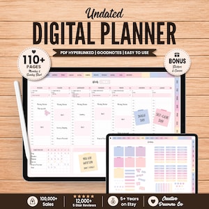 Agenda digital Goodnotes, Agenda digital para iPad, Agenda Notability, Pegatinas para agenda Goodnotes, Cuaderno bonito, Agenda digital sin fecha imagen 1