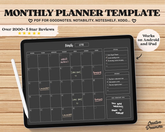 Calendario digitale, modello Goodnotes pianificatore mensile, pianificatore  iPad non datato, pianificatore digitale mensile, pagine del pianificatore,  pianificatore di notabilità -  Italia
