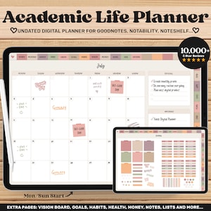 Academic Planner 2025 2026 Digital Calendar, Weekly Planner, Undated Digital Planner, Goodnotes Planner, Productivity Planner, iPad Planner