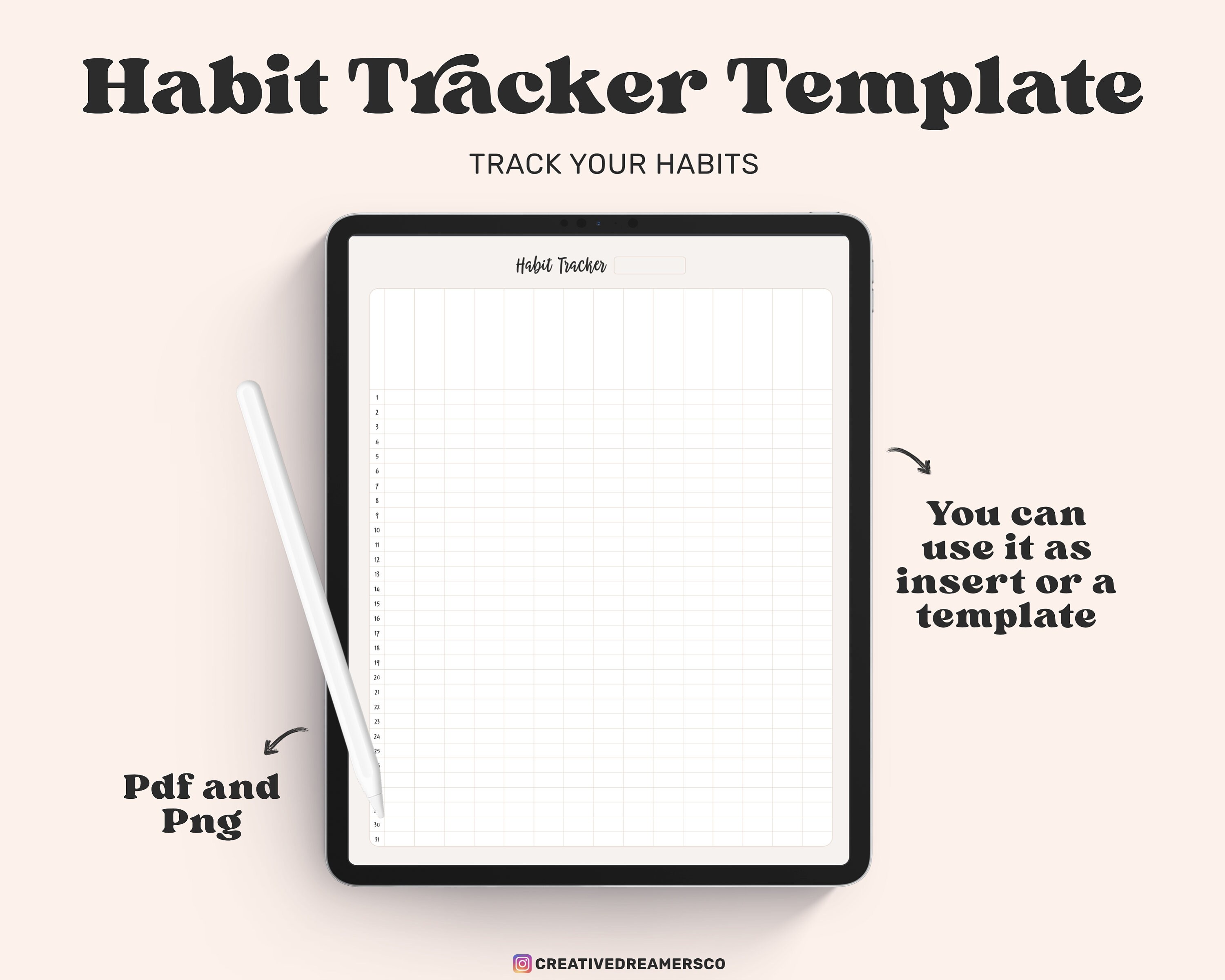 Goodnotes Template Habit Tracker PDF Cute Bullet Journal Etsy
