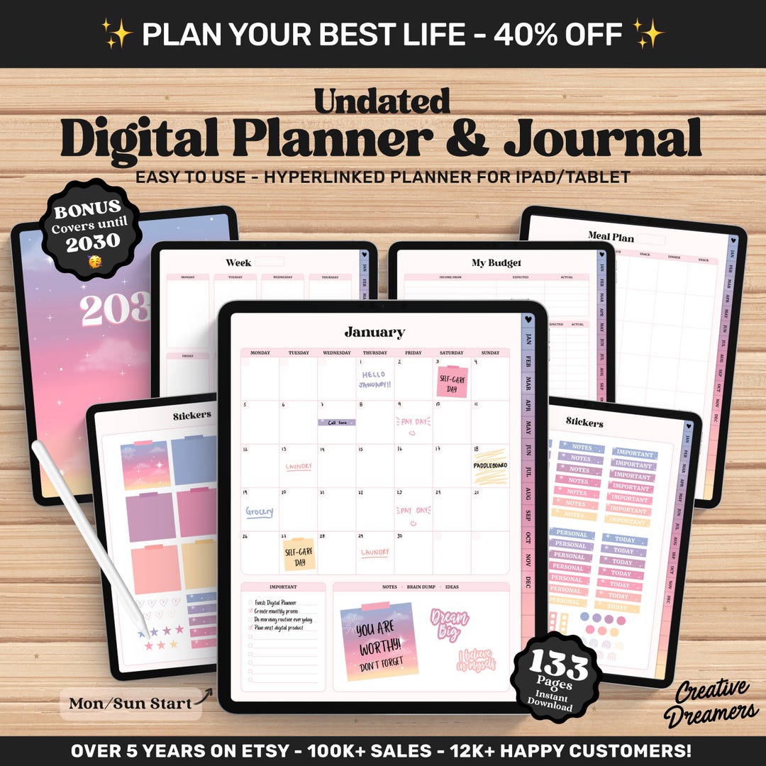 Celestial Digital Planner, Aesthetic Goodnotes Planner Pink, iPad ...