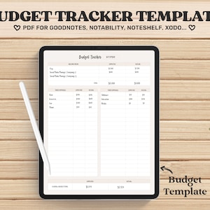 Digital budgetplanerare Goodnotes-mall, digital finansiell planerare, odaterad digital planerare, iPad-planerare, digital mall pdf Notability