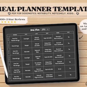 Weekly Meal Planner, Goodnotes Template, Pdf Download, iPad Planner, Digital Meal Plan, Daily Meal Planner, Menu Planner, Digital Planners