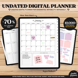 Undated Digital Planner, Monthly iPad Planner, Notability Planner, Goodnotes Planner, Digital Goodnotes Stickers, Weekly Goodnote Templates