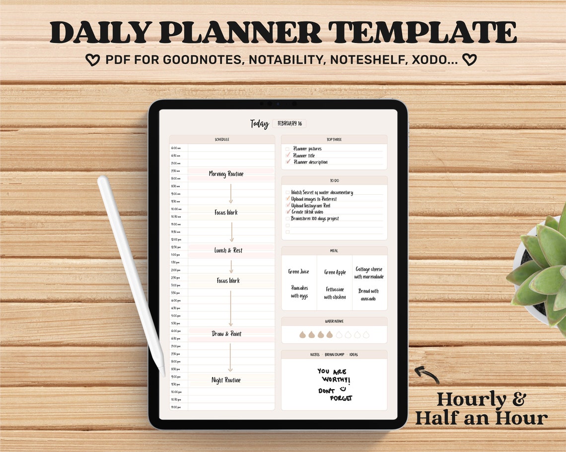 Daily Planner Goodnotes Template Undated Digital Planner Etsy