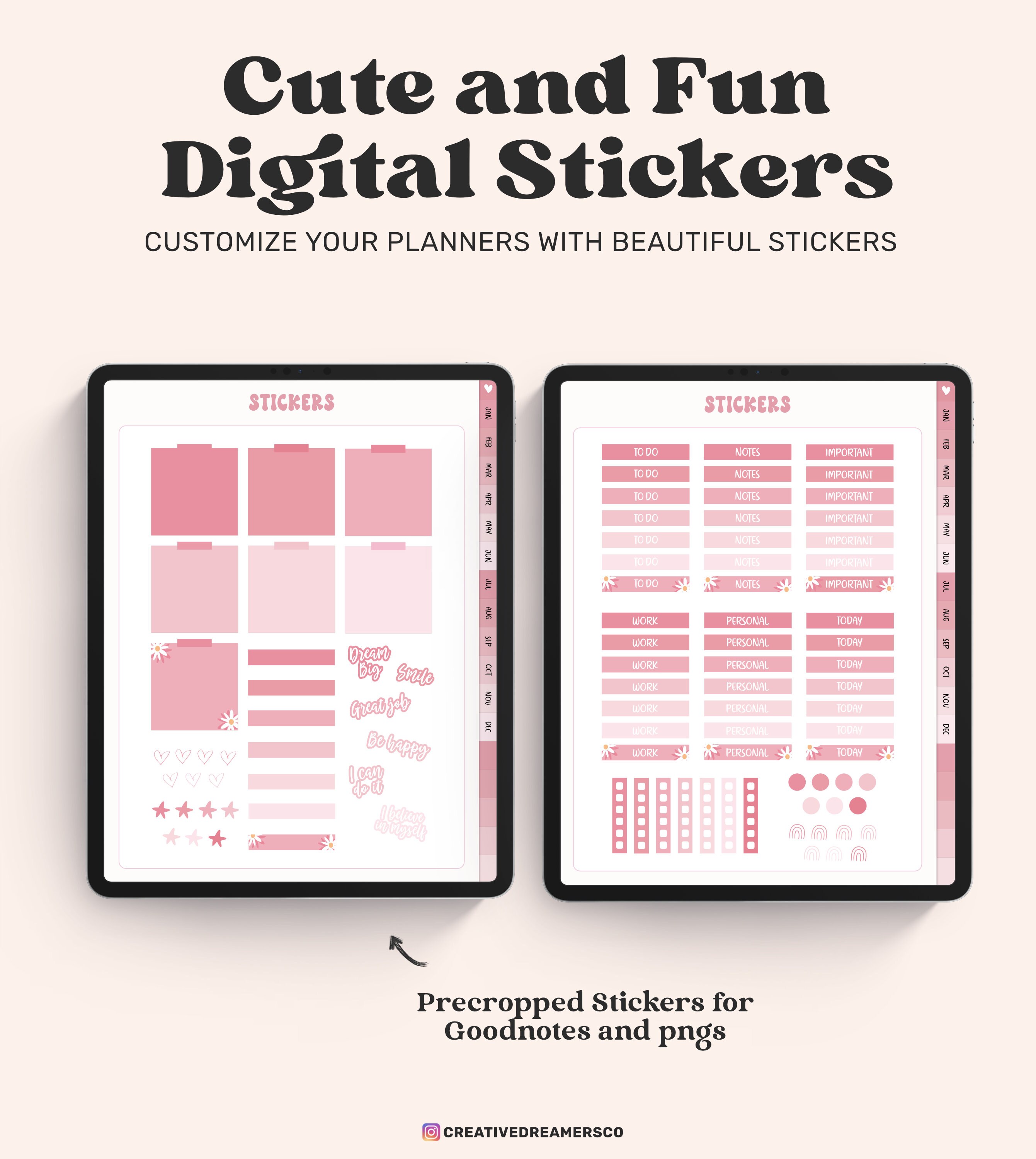 Pink Digital Planner Weekly, Goodnotes Monthly Planner, Undated Planner ...
