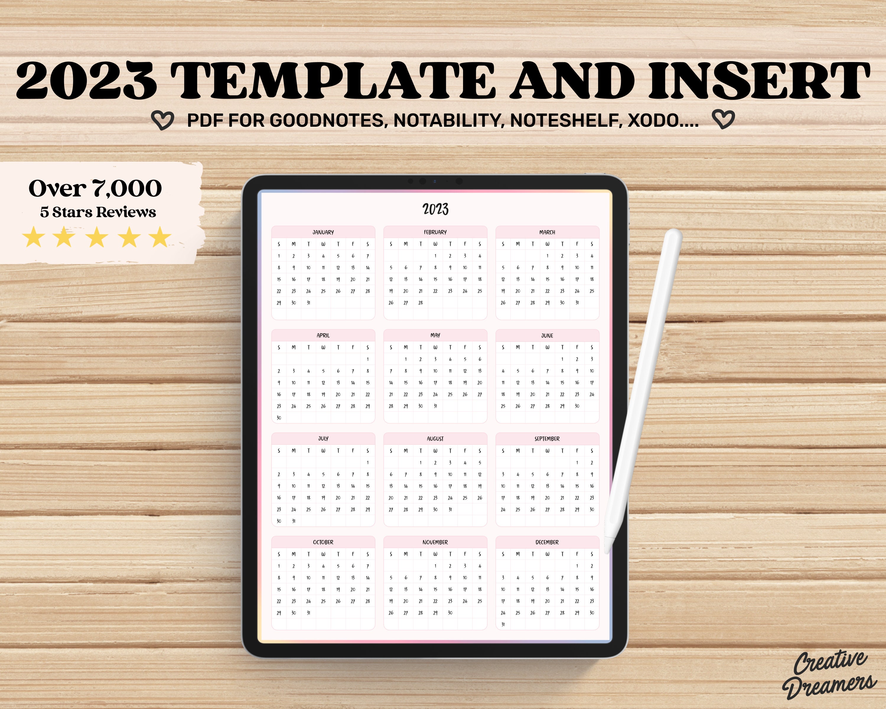 Digital Calendar 2023 Goodnotes Template Digital Calendar - Etsy