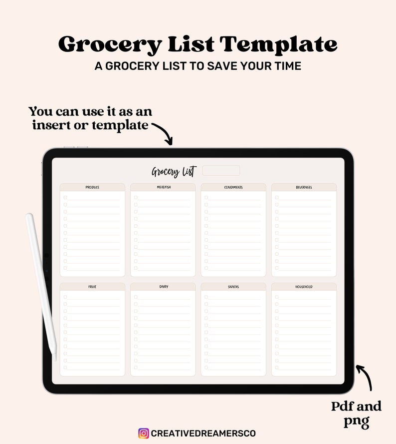 Goodnotes Grocery List Template