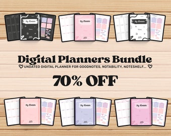 Digital Planner iPad Bundle, Goodnotes, Notability, Noteshelf, Undated Digital Planner, Digital notebook, Weekly Monthly, Cute Pastel
