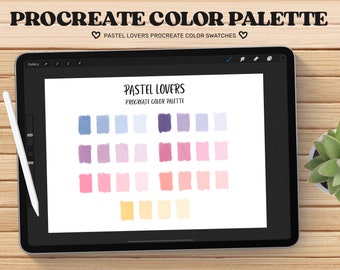 Paleta de colores de Procreate, paleta de Procreate, muestras de Procreate, Procreate, colores pastel, arcoíris pastel, muestras de color, arte digital, iPad