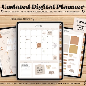 Goodnotes Planner Digital iPad, Monthly Planner, Goodnotes Stickers, Digital Journal Template, Cute Digital Planner, Productivity Planner