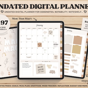 Good notes Planner Digital iPad, Monthly Planner, Goodnotes Stickers, Digital Journal Template, Cute Digital Planner, Productivity Planner