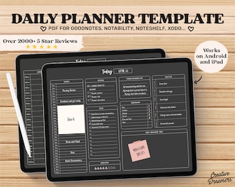 Digital Daily Planner, Hourly Planner, Goodnotes Planner, Undated Digital Planner, iPad Planner Page, Digital Journal Template, Notability