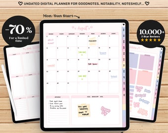 Planificador mensual Plantilla Goodnotes, Planificador mensual sin fecha, Planificador digital mensual, Página del planificador mensual, Goodnotes, Notability, Noteshelf