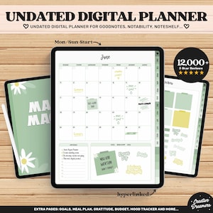 Planificador Goodnotes, Planificador iPad, Planificador digital sin fecha, Plantilla Goodnotes, Planificador mensual semanal, Planificador Notability, Planificador simple en formato PDF